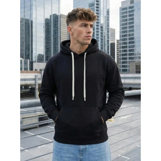 Vyriškas juodas džemperis Ostin Vyriški džemperiai su gobtuvu