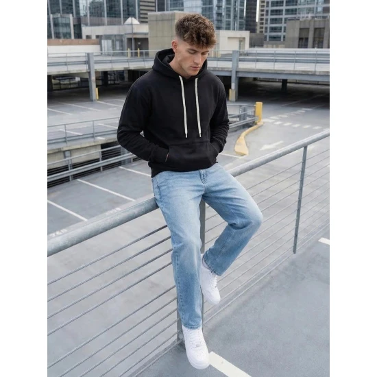 Vyriškas juodas džemperis Ostin Vyriški džemperiai su gobtuvu