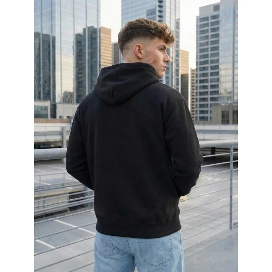 Vyriškas juodas džemperis Ostin Vyriški džemperiai su gobtuvu