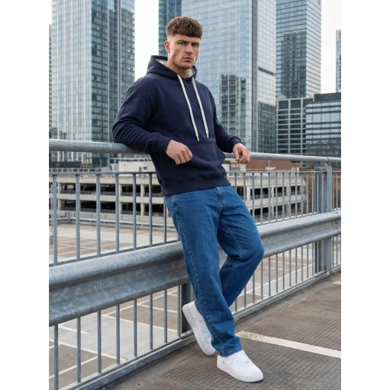 Vyriškas tamsiai mėlynas džemperis Ostin Vyriški džemperiai su gobtuvu