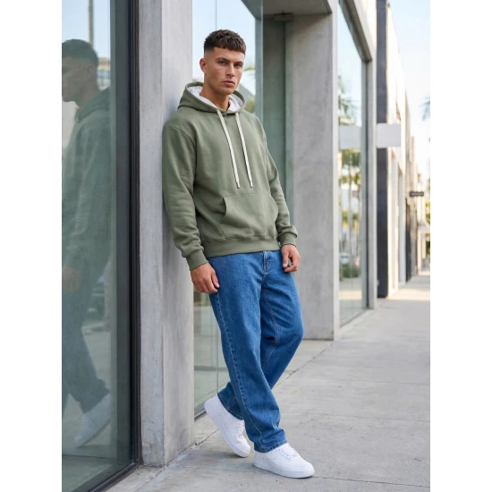 Vyriškas chaki džemperis Ostin Vyriški džemperiai su gobtuvu