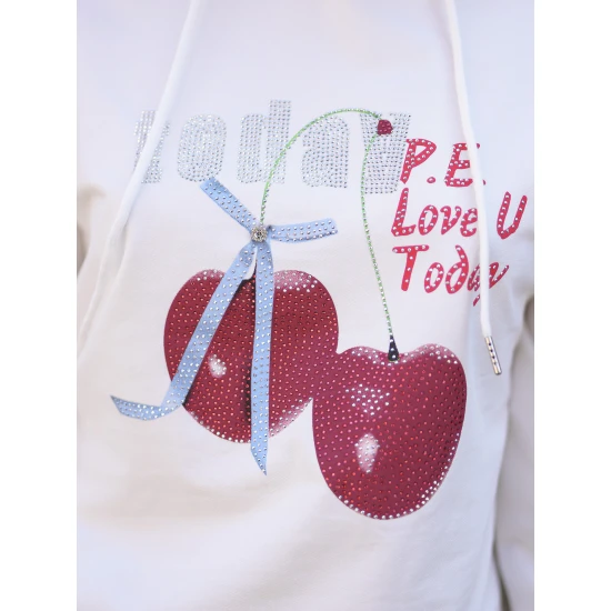 Moteriškas baltas džemperis Today Džemperiai su gobtuvu