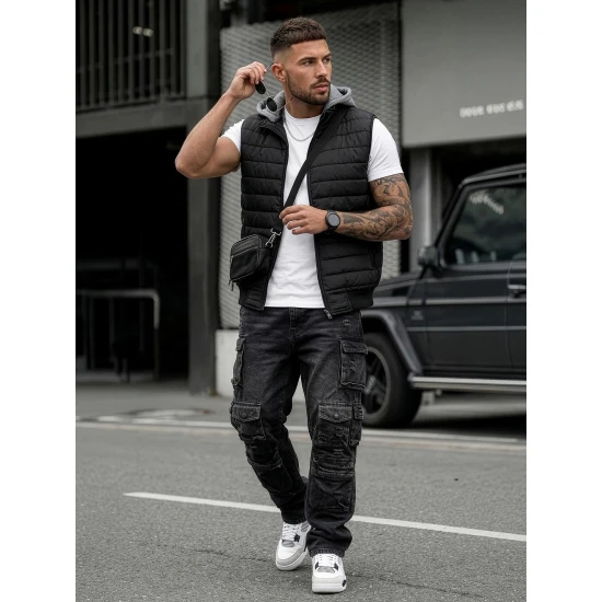 Juoda liemenė su gobtuvu Naron Liemenės