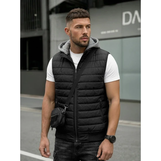 Juoda liemenė su gobtuvu Naron Liemenės