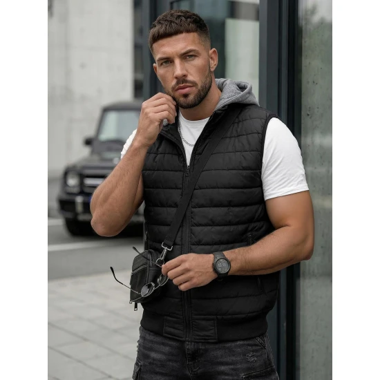 Juoda liemenė su gobtuvu Naron Liemenės