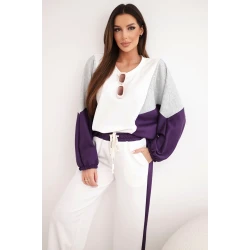 Moteriškas dviejų spalvų laisvalaikio komplektas su violetiniu intarpu Gabi
