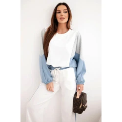 Moteriškas dviejų spalvų laisvalaikio komplektas su mėlynu intarpu Gabi