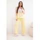 Moteriškas geltonas komplektas su plačiomis kelnėmis Flowers