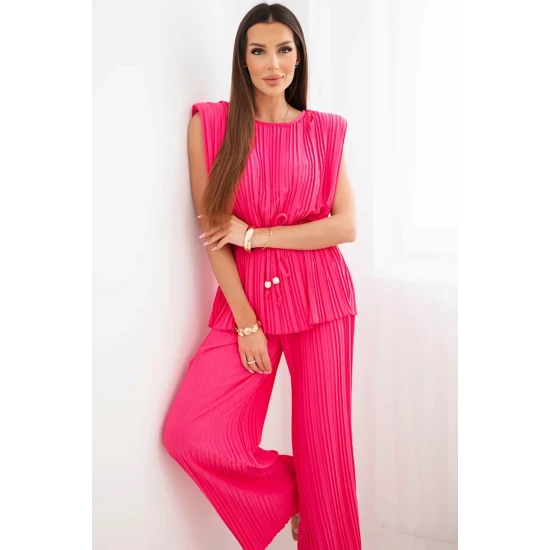 Moteriškas ryškiai rožinis klostuotas komplektas Nici Moteriški komplektai