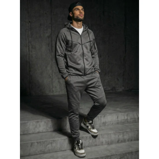 Tamsiai pilkas vyriškas komplektas Jake Sportiniai kostiumai Premium