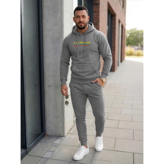 Vyriškas tamsiai pilkas komplektas su gobtuvu Lietuva Vyriški komplektai