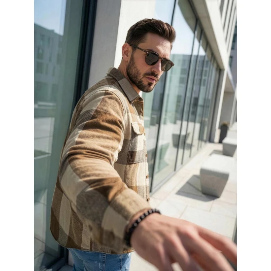 Vyriški rudi flaneliniai marškiniai Cory Marškiniai