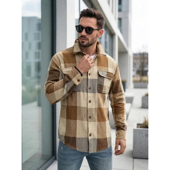 Vyriški rudi flaneliniai marškiniai Cory Marškiniai