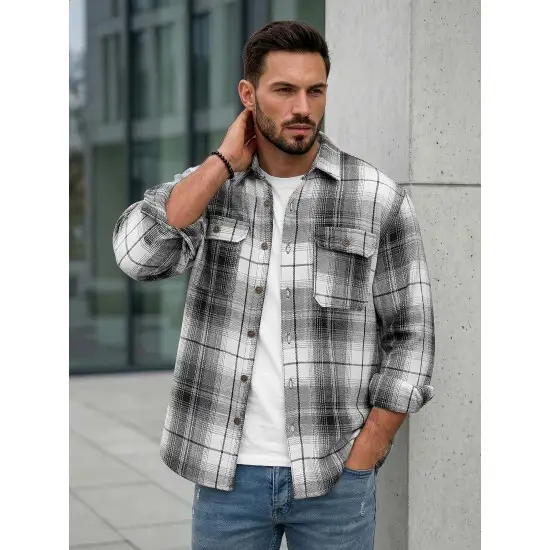 Vyriški juodi/balti flaneliniai marškiniai Cory Marškiniai