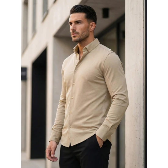 Vyriški rusvi marškiniai Top Marškiniai