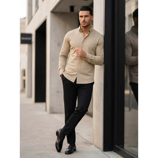 Vyriški rusvi marškiniai Top Marškiniai