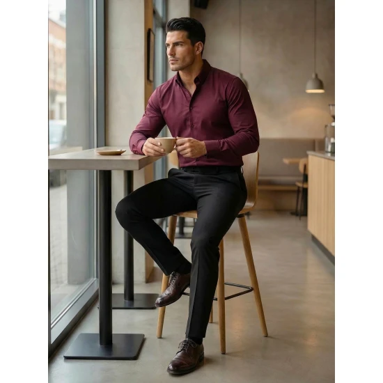 Vyriški bordo marškiniai Top Marškiniai