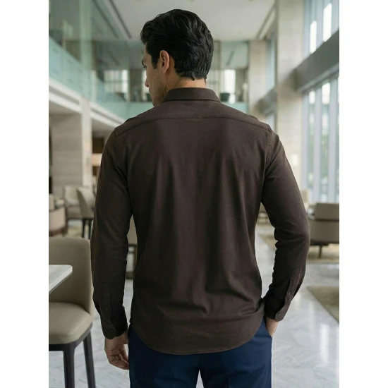 Vyriški tamsiai rudi marškiniai Top Marškiniai