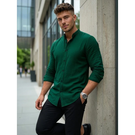 Žali vyriški marškiniai Lipol O/V78Z