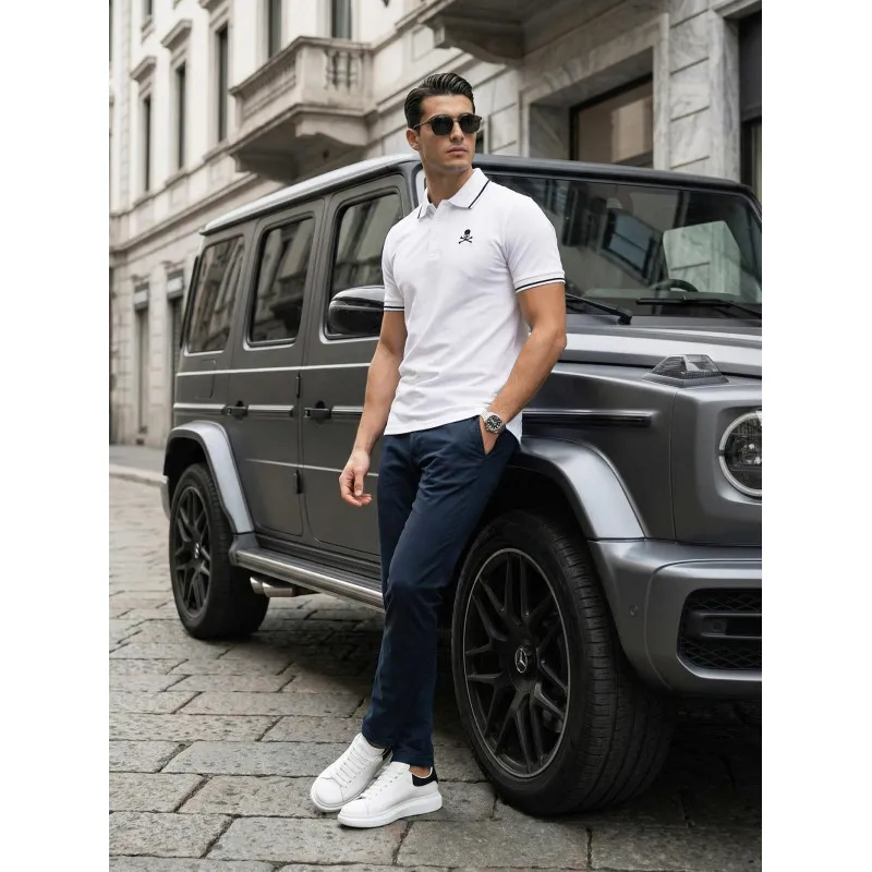 Vyriški balti polo marškinėliai Skull POLO marškinėliai