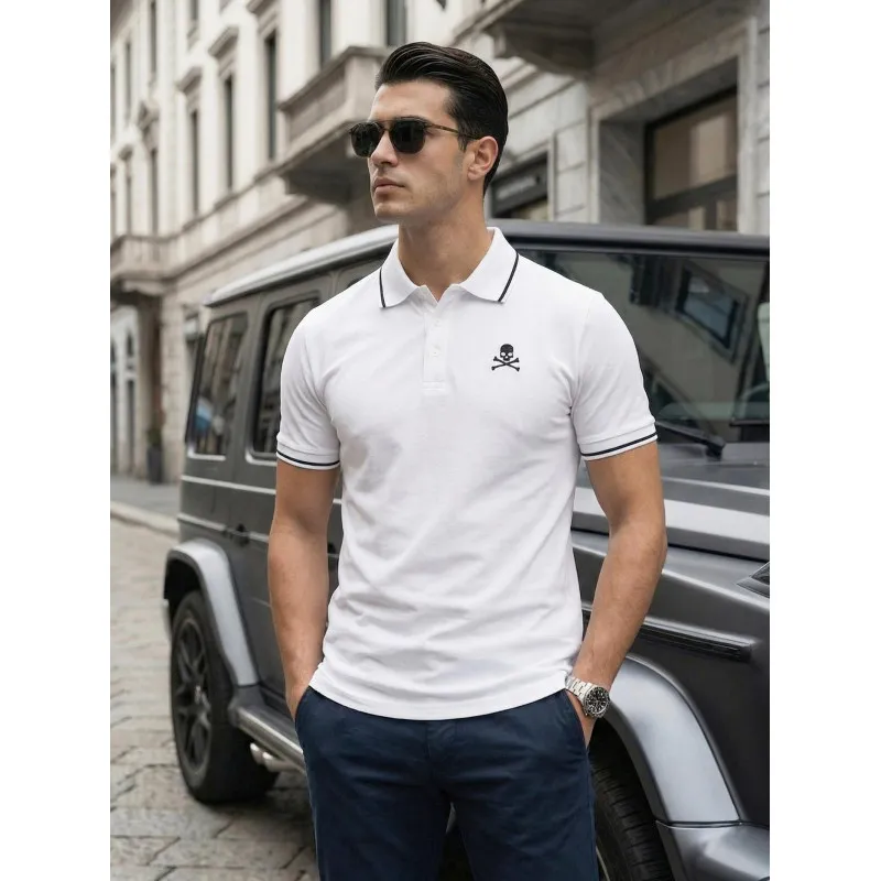 Vyriški balti polo marškinėliai Skull POLO marškinėliai