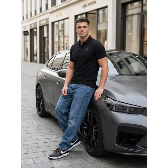 Vyriški juodi polo marškinėliai Adison POLO marškinėliai