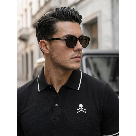 Vyriški juodi polo marškinėliai Skull POLO marškinėliai