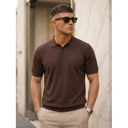 Vyriški tamsiai rudi polo marškinėliai Vibe