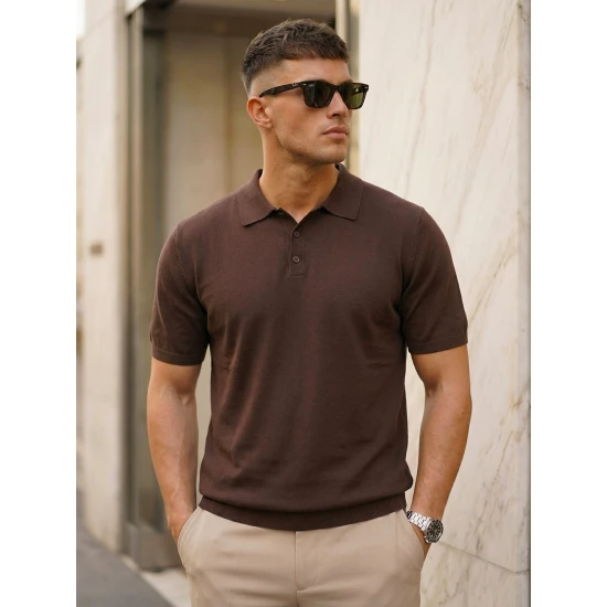 Vyriški tamsiai rudi polo marškinėliai Vibe POLO marškinėliai