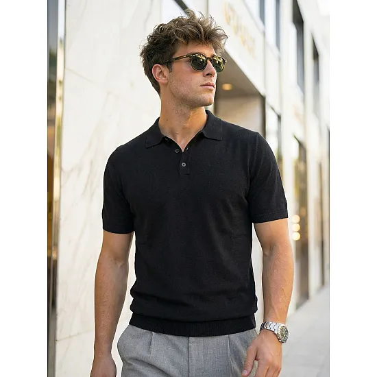 Meeste mustad polo-särgid Vibe POLO T-särk