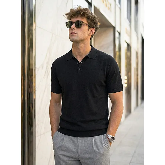 Meeste mustad polo-särgid Vibe POLO T-särk