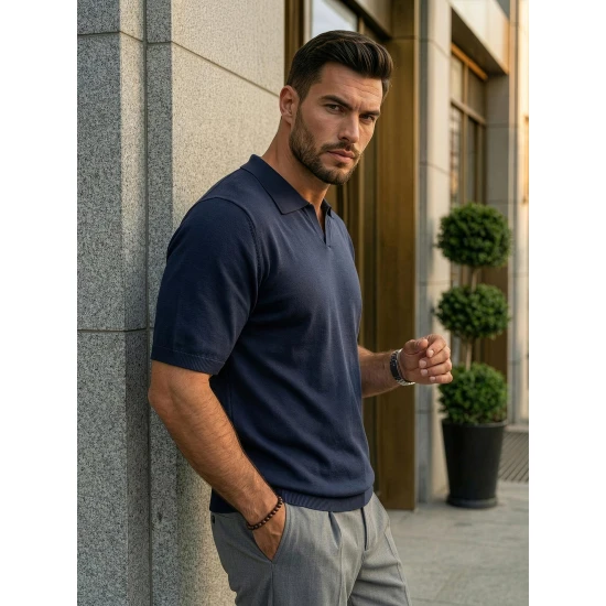 Vyriški tamsiai mėlyni polo marškinėliai Tyler POLO marškinėliai