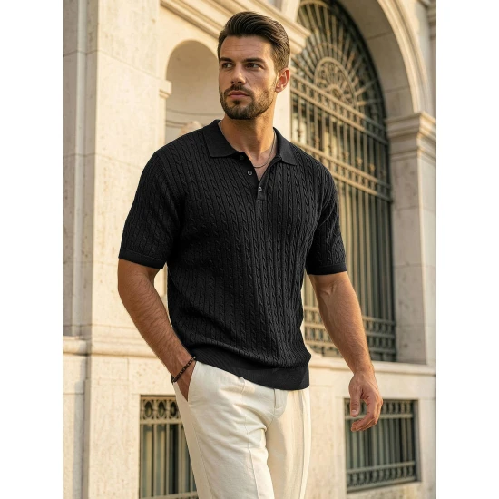 Vyriški juodi polo marškinėliai Style POLO marškinėliai