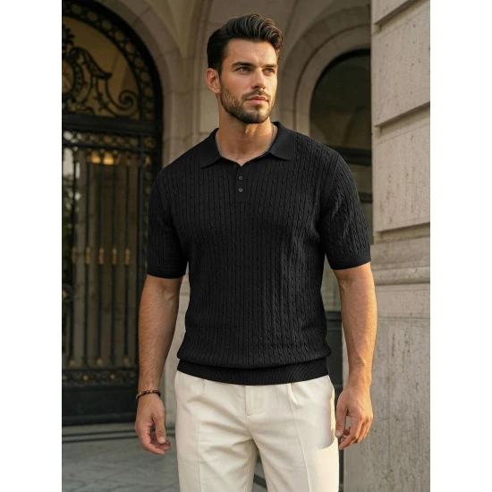 Vyriški juodi polo marškinėliai Style POLO marškinėliai