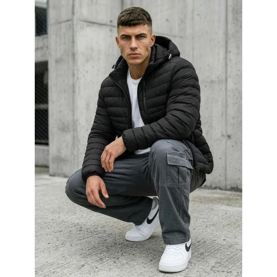 Pereinamojo laikotarpio juoda striukė Denal Vyriškos Striukės ir Paltai