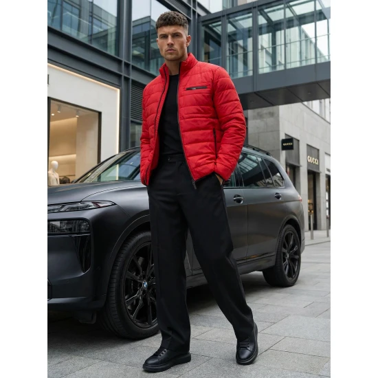 Pereinamojo laikotarpio raudona striukė Flif Vyriškos Striukės ir Paltai