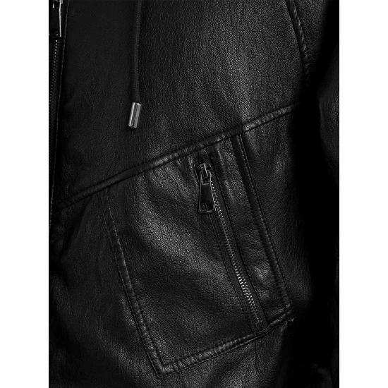 Moteriška juoda odinė striukė Capri Moteriškos striukės