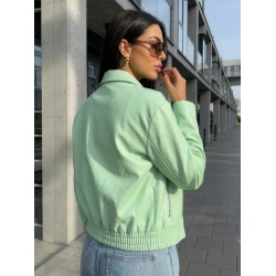 Damska skórzana kurtka w kolorze miętowym „Jase”