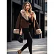 Loren Women's Dark Brown Winter Jacket with Fur Trim