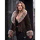 Loren Women's Dark Brown Winter Jacket with Fur Trim