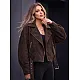 Loren Women's Dark Brown Winter Jacket with Fur Trim
