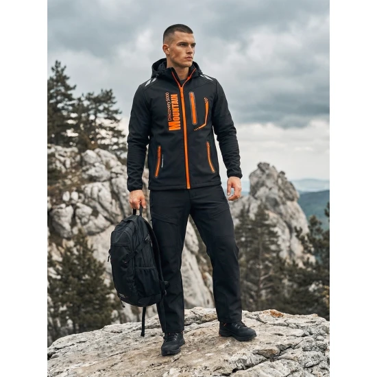 Juoda vyriška striukė su oranžinėmis detalėmis Ero Vyriškos Striukės ir Paltai