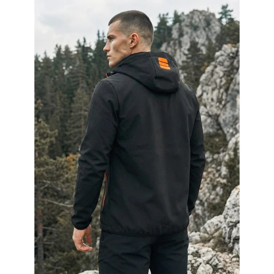 Juoda vyriška striukė su oranžinėmis detalėmis Ero Vyriškos Striukės ir Paltai