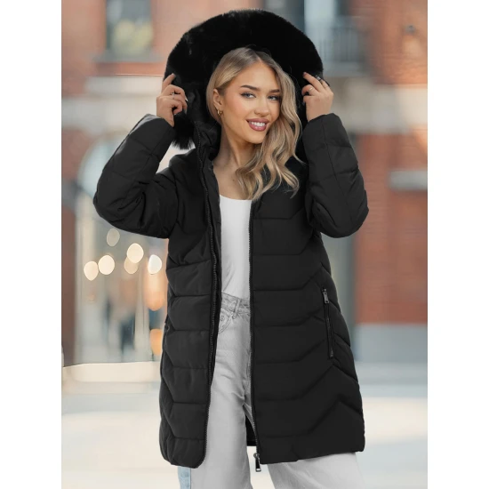 Juoda moteriška žieminė striukė Tamira