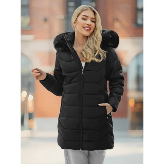 Juoda moteriška žieminė striukė Tamira