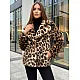 Moteriška ruda kailinė striukė su gyvūniniu raštu Leopard Moteriškos striukės