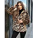 Moteriška ruda kailinė striukė su gyvūniniu raštu Leopard Moteriškos striukės