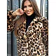 Moteriška ruda kailinė striukė su gyvūniniu raštu Leopard Moteriškos striukės