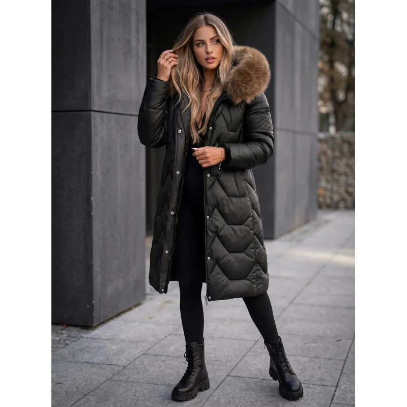 Žieminė ilga moteriška juoda striukė Klein Moteriškos striukės
