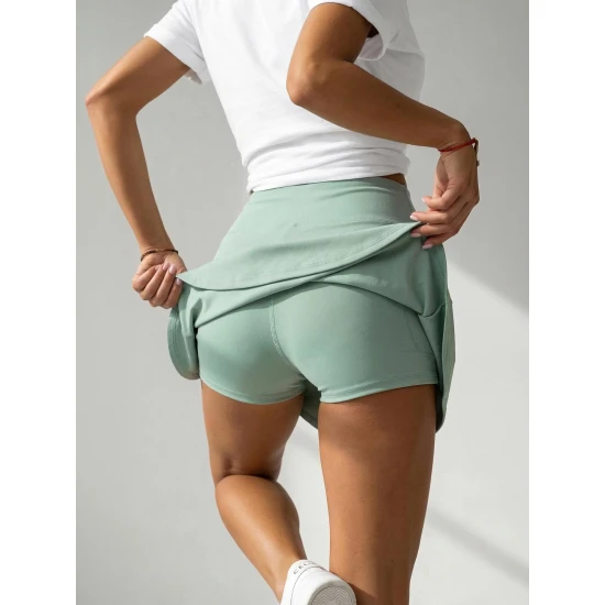 Moteriškas mėtinės spalvos sijonas- šortai Melin Sijonai
